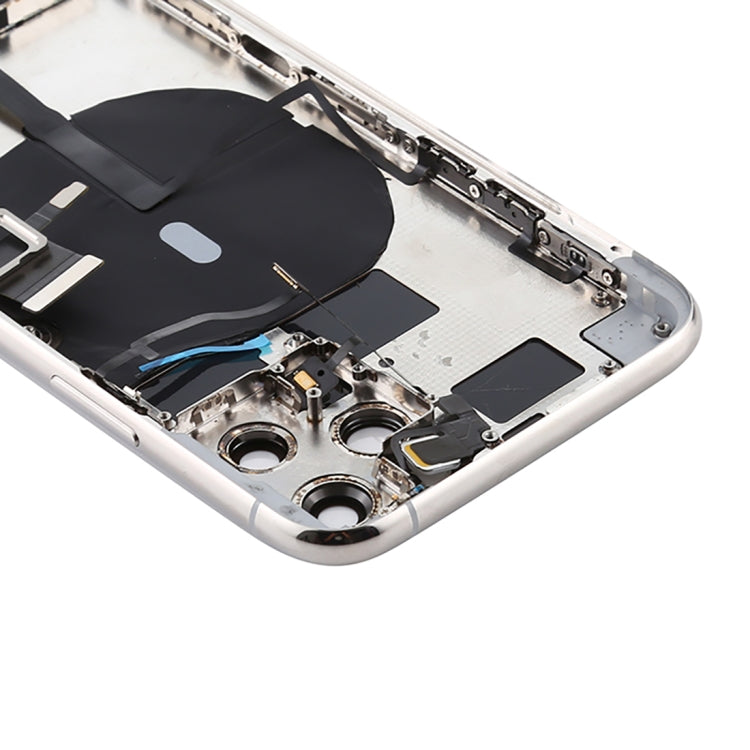 Battery Back Cover Assembly (with Side Keys & Power Button + Volume Button Flex Cable & Wireless Charging Module & Motor & Charging Port & Speaker Ringer Buzzer & Card Tray & Camera Lens Cover) for iPhone 11 Pro Max(Silver)