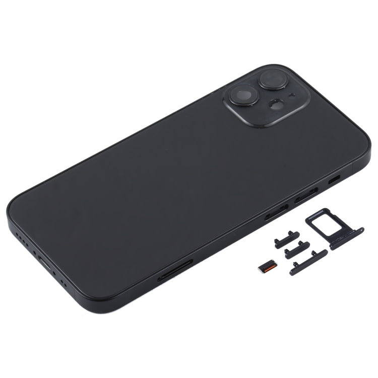 Back Housing Cover with SIM Card Tray & Side  Keys & Camera Lens for iPhone 12 mini(Black)