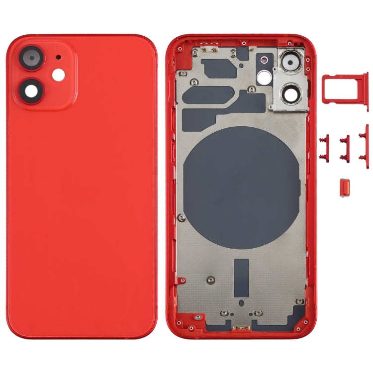 Back Housing Cover with SIM Card Tray & Side  Keys & Camera Lens for iPhone 12 mini(Red) - Back Cover by PMC TechLife | Online Shopping South Africa | PMC TechLife