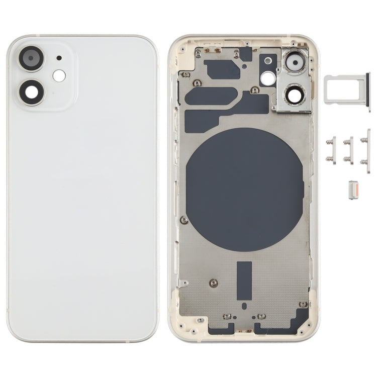 Back Housing Cover with SIM Card Tray & Side  Keys & Camera Lens for iPhone 12 mini(White) - free shipping - PMC TechLife - Order now!