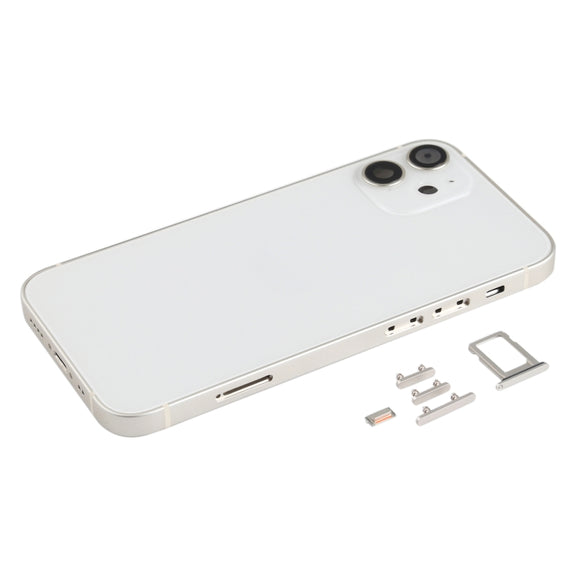Back Housing Cover with SIM Card Tray & Side  Keys & Camera Lens for iPhone 12 mini(White)