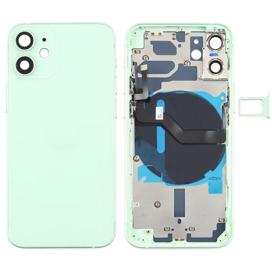 Battery Back Cover (with Side Keys & Card Tray & Power + Volume Flex Cable & Wireless Charging Module) for iPhone 12 Mini(Green) - Back Cover by PMC Jewellery | Online Shopping South Africa | PMC Jewellery | Buy Now Pay Later Mobicred