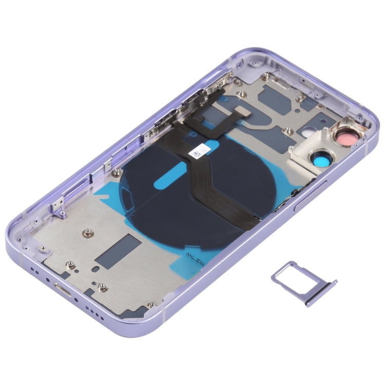Battery Back Cover (with Side Keys & Card Tray & Power + Volume Flex Cable & Wireless Charging Module) for iPhone 12 Mini(Purple)