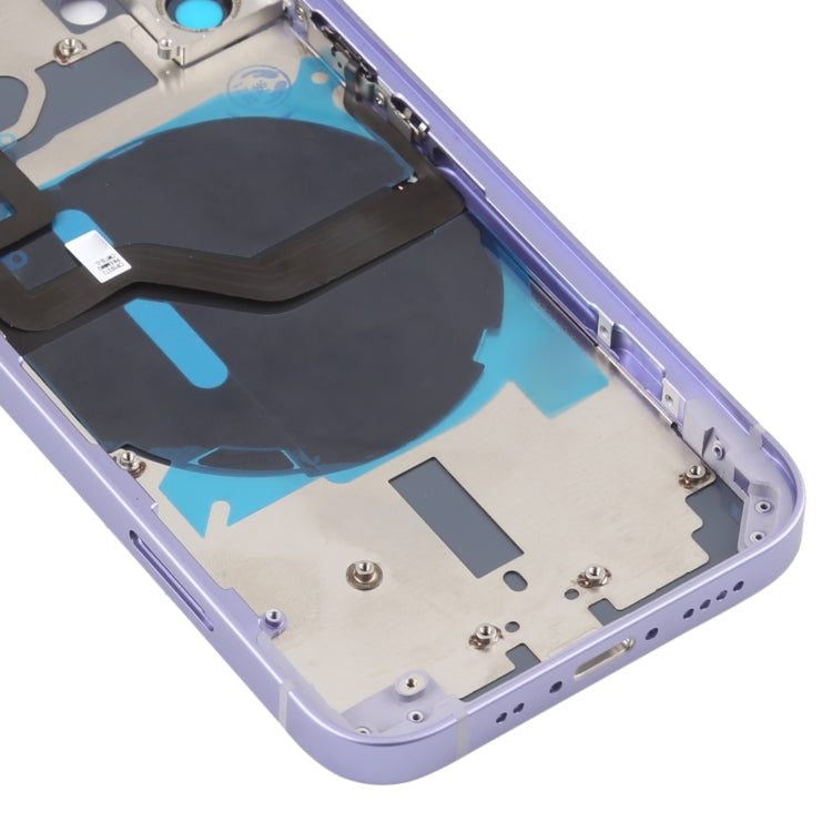 Battery Back Cover (with Side Keys & Card Tray & Power + Volume Flex Cable & Wireless Charging Module) for iPhone 12 Mini(Purple)