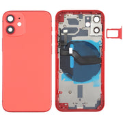 Battery Back Cover (with Side Keys & Card Tray & Power + Volume Flex Cable & Wireless Charging Module) for iPhone 12 Mini(Red)