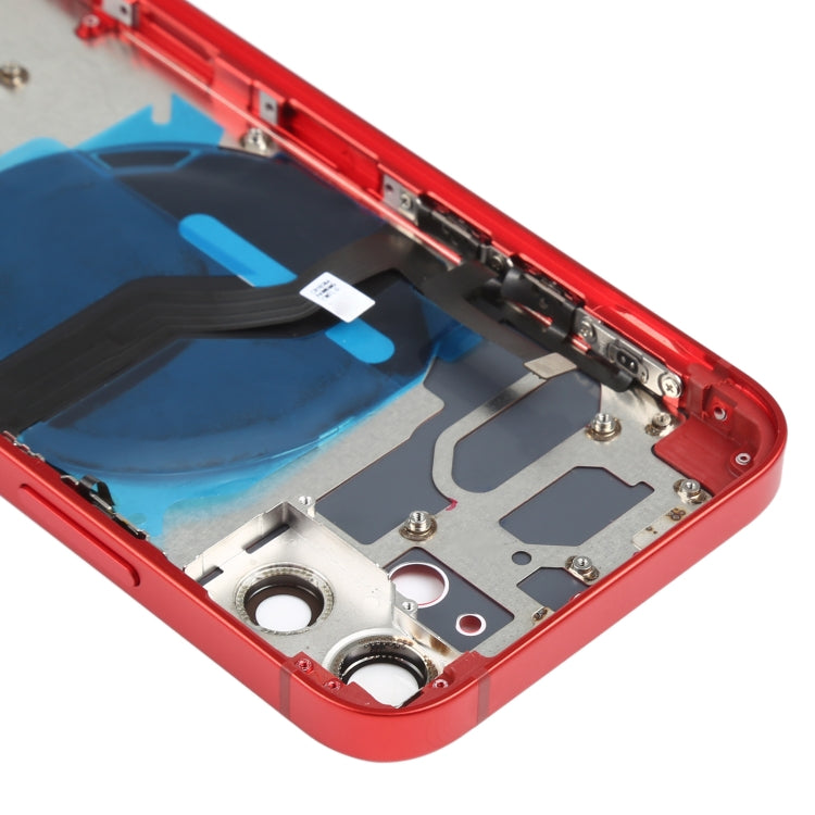 Battery Back Cover (with Side Keys & Card Tray & Power + Volume Flex Cable & Wireless Charging Module) for iPhone 12 Mini(Red)