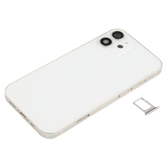 Battery Back Cover (with Side Keys & Card Tray & Power + Volume Flex Cable & Wireless Charging Module) for iPhone 12 Mini(White)