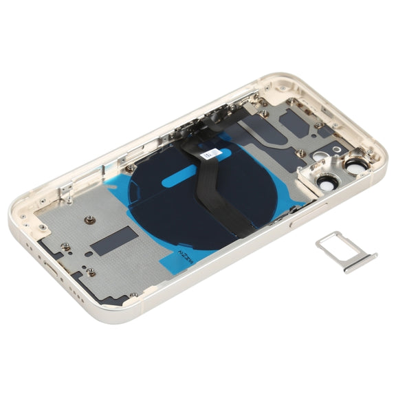 Battery Back Cover (with Side Keys & Card Tray & Power + Volume Flex Cable & Wireless Charging Module) for iPhone 12 Mini(White)