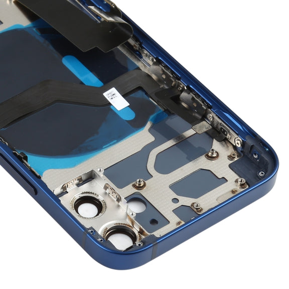 Battery Back Cover Assembly (with Side Keys & Speaker Ringer Buzzer & Motor & Camera Lens & Card Tray & Power Button + Volume Button + Charging Port & Wireless Charging Module) for iPhone 12 Mini(Blue)