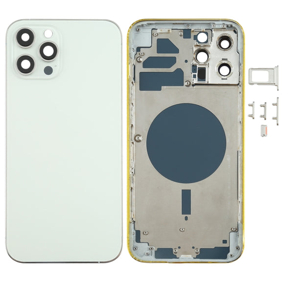 Back Housing Cover with SIM Card Tray & Side keys & Camera Lens for iPhone 12 Pro Max(White)