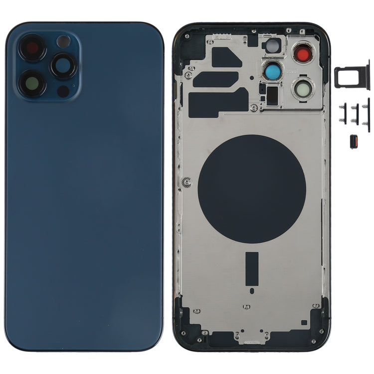 Back Housing Cover with SIM Card Tray & Side keys & Camera Lens for iPhone 12 Pro Max(Blue) - Back Cover by PMC TechLife | Online Shopping South Africa | PMC TechLife