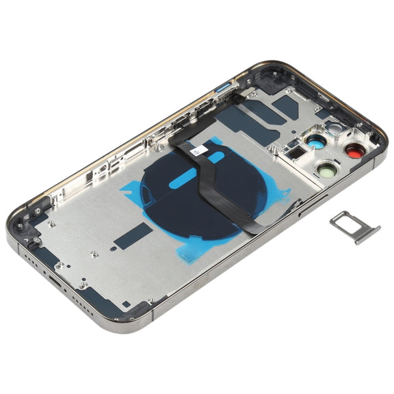 Battery Back Cover (with Side Keys & Card Tray & Power + Volume Flex Cable & Wireless Charging Module) for iPhone 12 Pro Max(Black)