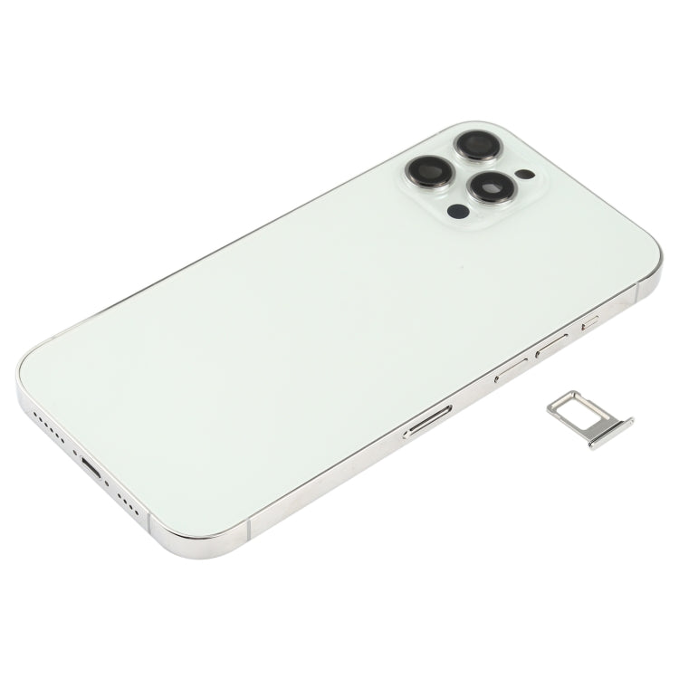 Battery Back Cover (with Side Keys & Card Tray & Power + Volume Flex Cable & Wireless Charging Module) for iPhone 12 Pro Max(White)