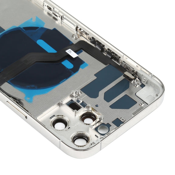 Battery Back Cover (with Side Keys & Card Tray & Power + Volume Flex Cable & Wireless Charging Module) for iPhone 12 Pro Max(White)