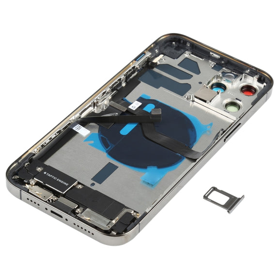 Battery Back Cover Assembly (with Side Keys & Speaker Ringer Buzzer & Motor & Camera Lens & Card Tray & Power Button + Volume Button + Charging Port & Wireless Charging Module) for iPhone 12 Pro Max(Black)