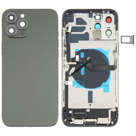 Battery Back Cover Assembly (with Side Keys & Speaker Ringer Buzzer & Motor & Camera Lens & Card Tray & Power Button + Volume Button + Charging Port & Wireless Charging Module) for iPhone 12 Pro Max(Black)