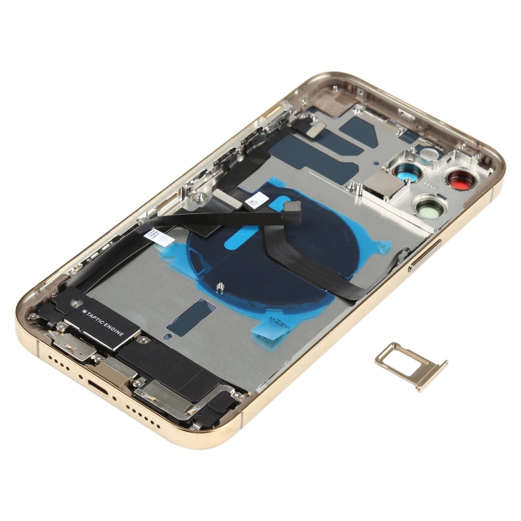 Battery Back Cover Assembly (with Side Keys & Speaker Ringer Buzzer & Motor & Camera Lens & Card Tray & Power Button + Volume Button + Charging Port & Wireless Charging Module) for iPhone 12 Pro Max(Gold)