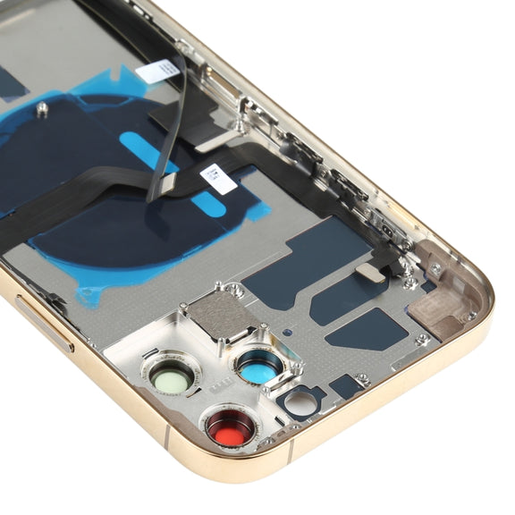 Battery Back Cover Assembly (with Side Keys & Speaker Ringer Buzzer & Motor & Camera Lens & Card Tray & Power Button + Volume Button + Charging Port & Wireless Charging Module) for iPhone 12 Pro Max(Gold)