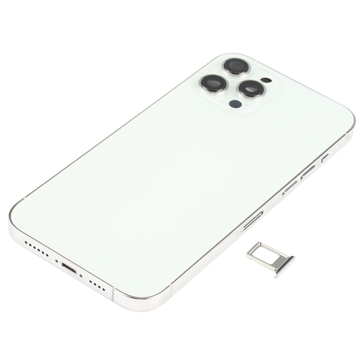 Battery Back Cover Assembly (with Side Keys & Speaker Ringer Buzzer & Motor & Camera Lens & Card Tray & Power Button + Volume Button + Charging Port & Wireless Charging Module) for iPhone 12 Pro Max(White)
