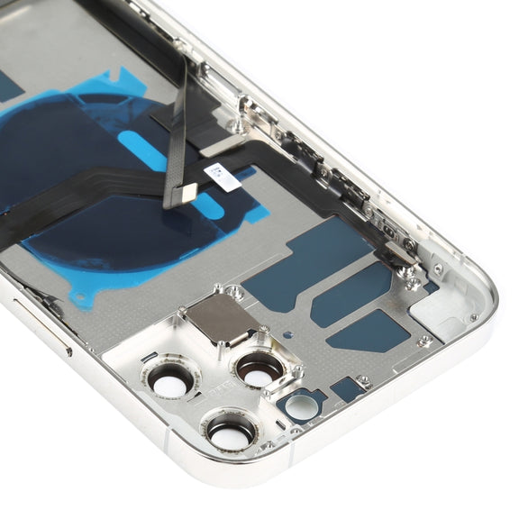 Battery Back Cover Assembly (with Side Keys & Speaker Ringer Buzzer & Motor & Camera Lens & Card Tray & Power Button + Volume Button + Charging Port & Wireless Charging Module) for iPhone 12 Pro Max(White)