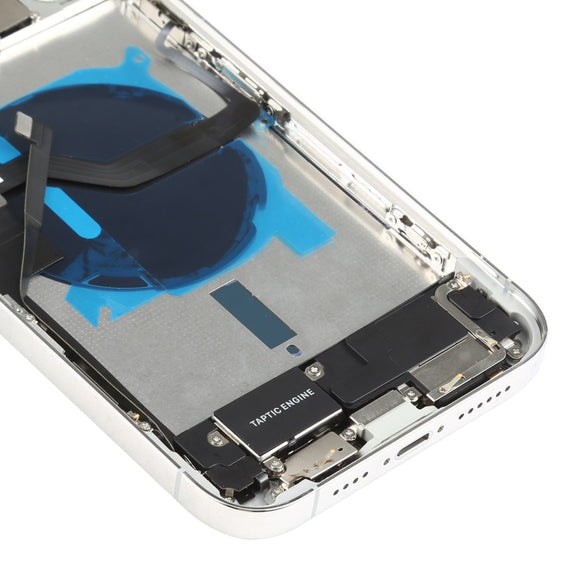 Battery Back Cover Assembly (with Side Keys & Speaker Ringer Buzzer & Motor & Camera Lens & Card Tray & Power Button + Volume Button + Charging Port & Wireless Charging Module) for iPhone 12 Pro Max(White)