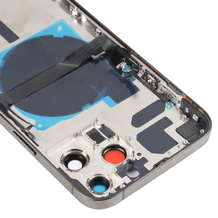 For iPhone 13 Pro Max Battery Back Cover with Side Keys & Card Tray & Power + Volume Flex Cable & Wireless Charging Module(Black)