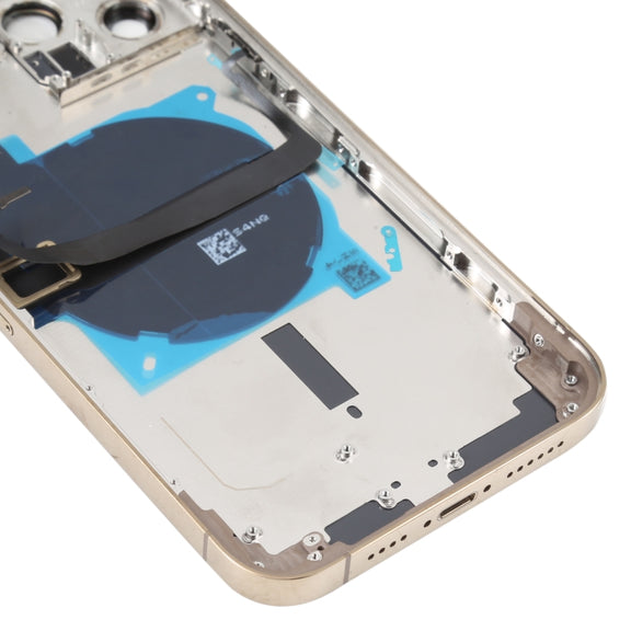 For iPhone 13 Pro Max Battery Back Cover with Side Keys & Card Tray & Power + Volume Flex Cable & Wireless Charging Module(Gold)