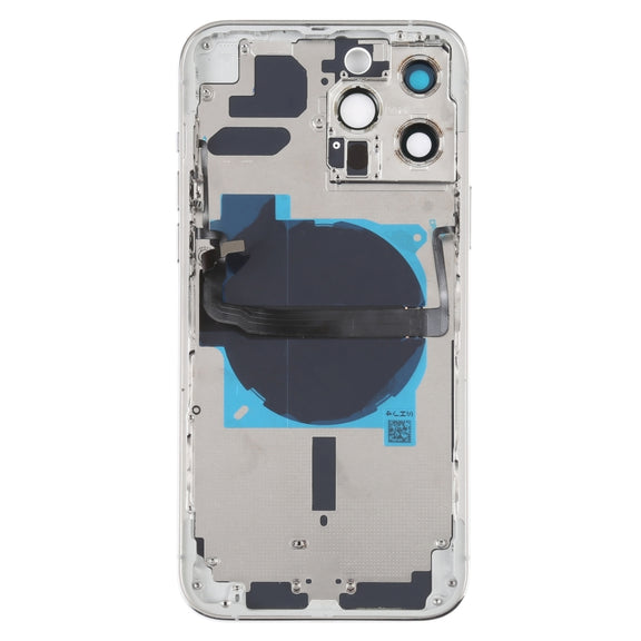 For iPhone 13 Pro Max Battery Back Cover with Side Keys & Card Tray & Power + Volume Flex Cable & Wireless Charging Module(White)