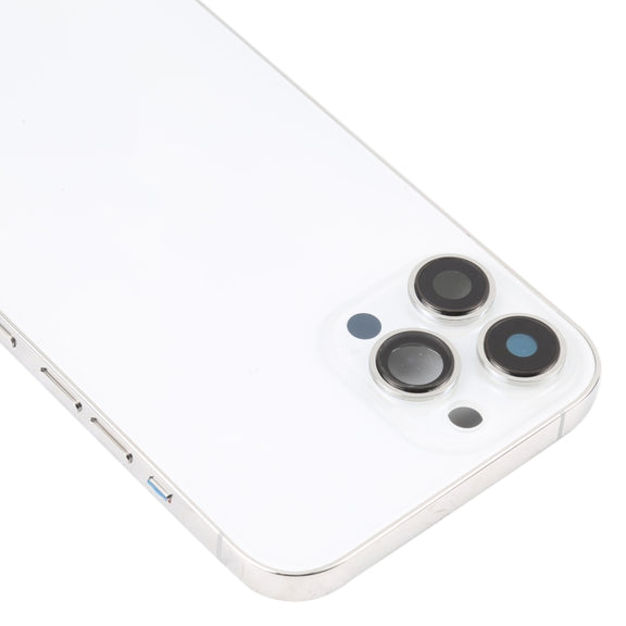 For iPhone 13 Pro Max Battery Back Cover with Side Keys & Card Tray & Power + Volume Flex Cable & Wireless Charging Module(White)