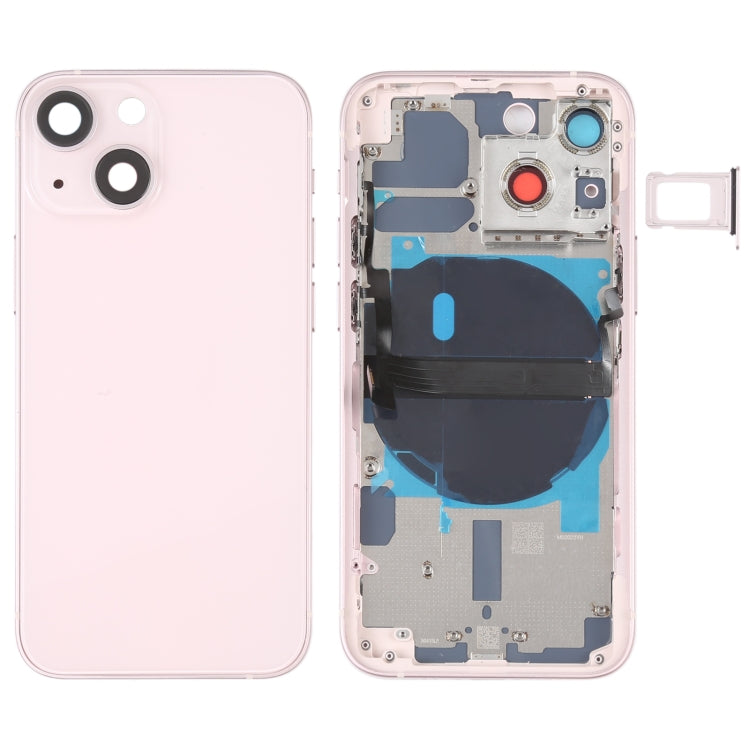 For iPhone 13 mini Battery Back Cover with Side Keys & Card Tray & Power + Volume Flex Cable & Wireless Charging Module(Pink) - Back Cover by PMC TechLife | Online Shopping South Africa | PMC TechLife
