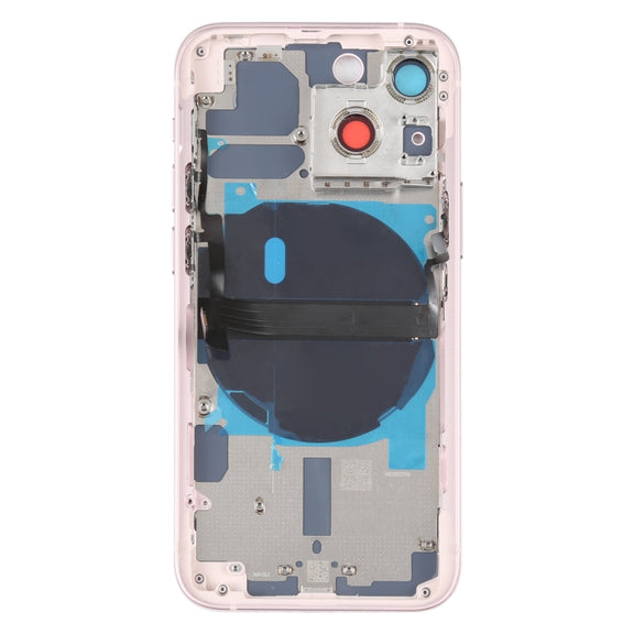 For iPhone 13 mini Battery Back Cover with Side Keys & Card Tray & Power + Volume Flex Cable & Wireless Charging Module(Pink)