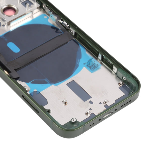 For iPhone 13 mini Battery Back Cover with Side Keys & Card Tray & Power + Volume Flex Cable & Wireless Charging Module(Green)