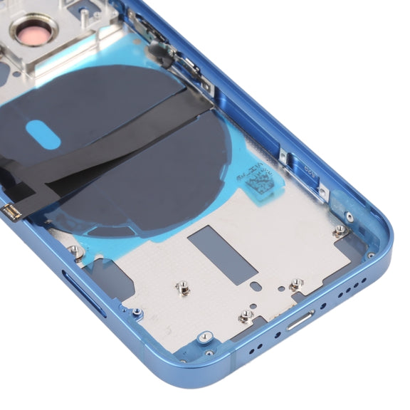 For iPhone 13 mini Battery Back Cover with Side Keys & Card Tray & Power + Volume Flex Cable & Wireless Charging Module(Blue)