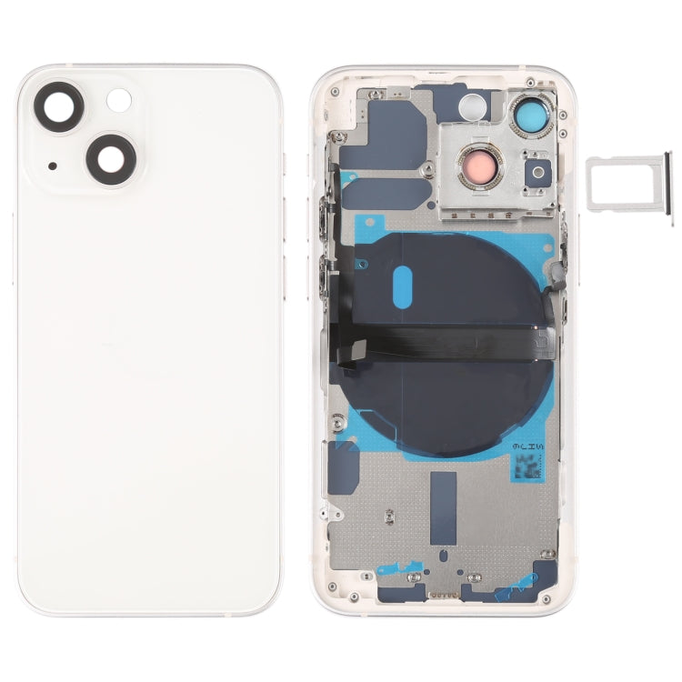 For iPhone 13 mini Battery Back Cover with Side Keys & Card Tray & Power + Volume Flex Cable & Wireless Charging Module(White) - Back Cover by PMC TechLife | Online Shopping South Africa | PMC TechLife