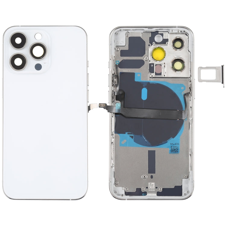 For iPhone 13 Pro Battery Back Cover with Side Keys & Card Tray & Power + Volume Flex Cable & Wireless Charging Module(White) - Back Cover by PMC TechLife | Online Shopping South Africa | PMC TechLife