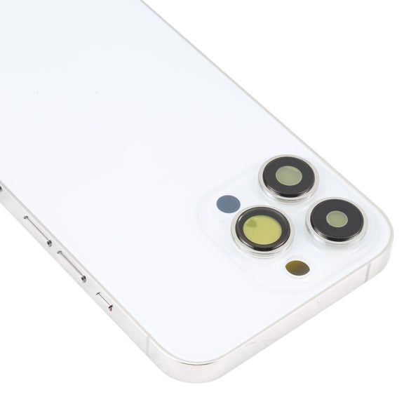 For iPhone 13 Pro Battery Back Cover with Side Keys & Card Tray & Power + Volume Flex Cable & Wireless Charging Module(White)