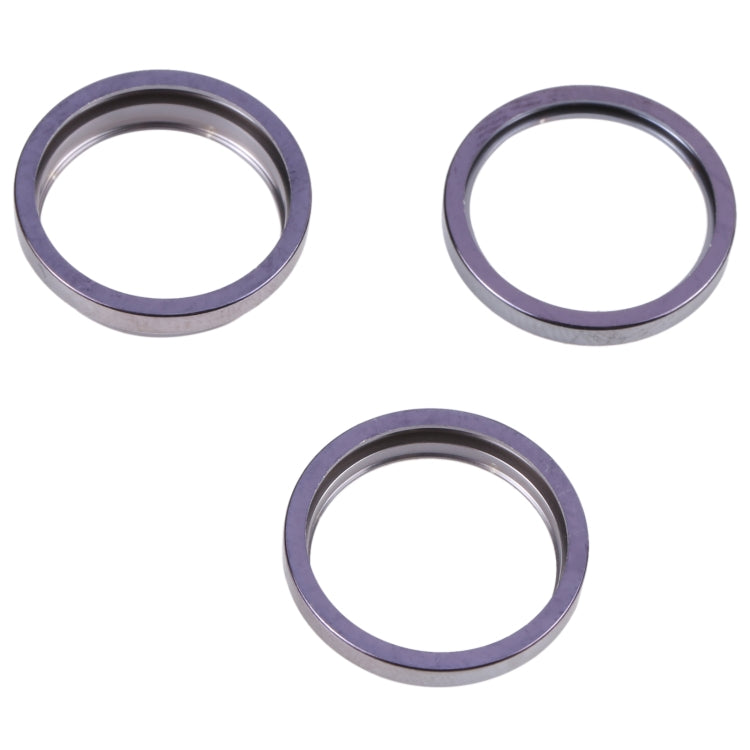 For iPhone 14 Pro Max 3PCS Rear Camera Glass Lens Metal Outside Protector Hoop Ring(Deep Purple)