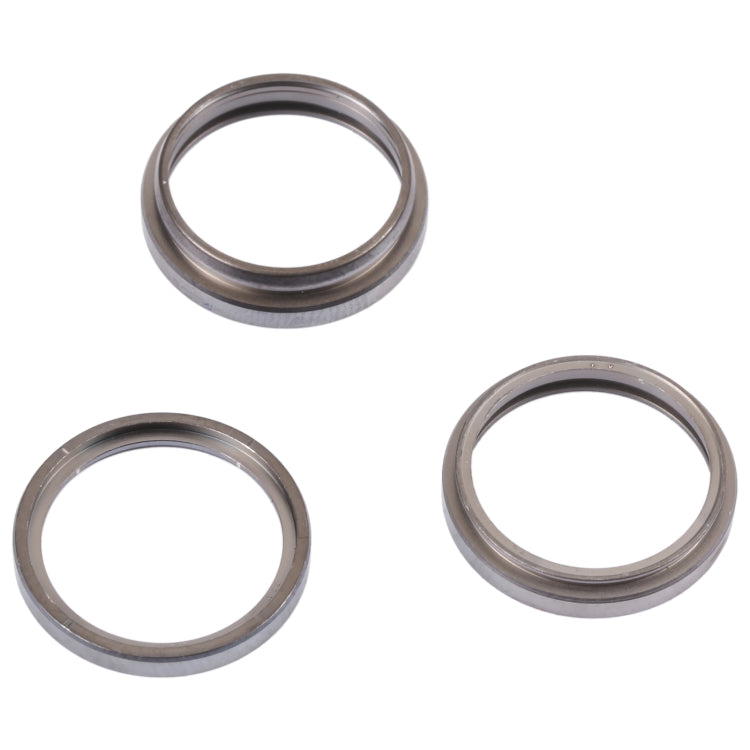 For iPhone 14 Pro Max 3PCS Rear Camera Glass Lens Metal Outside Protector Hoop Ring(Grey)