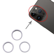 For iPhone 14 Pro Max 3PCS Rear Camera Glass Lens Metal Outside Protector Hoop Ring(Grey)