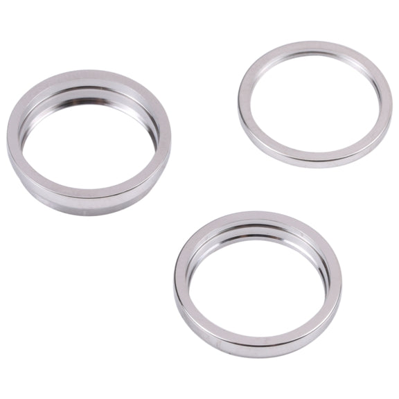 For iPhone 14 Pro Max 3PCS Rear Camera Glass Lens Metal Outside Protector Hoop Ring(Silver)