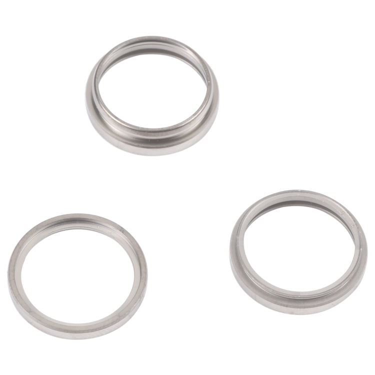 For iPhone 14 Pro Max 3PCS Rear Camera Glass Lens Metal Outside Protector Hoop Ring(Silver)