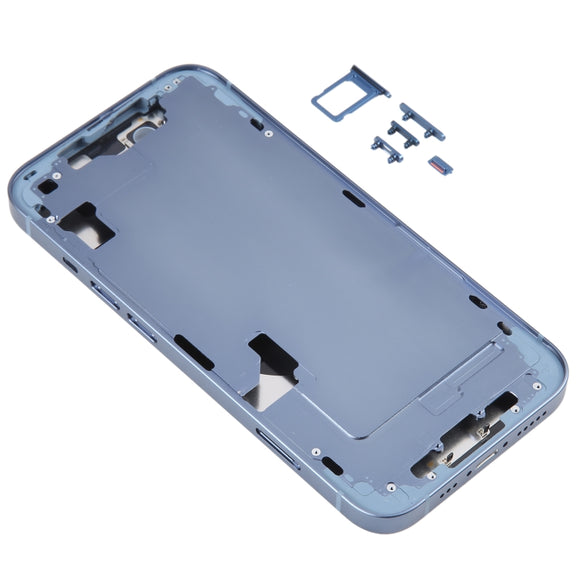 For iPhone 14 Battery Back Cover with Middle Frame / Side Keys(Blue)