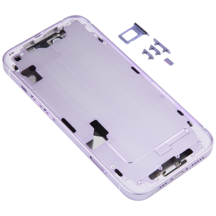 For iPhone 14 Battery Back Cover with Middle Frame / Side Keys(Purple)