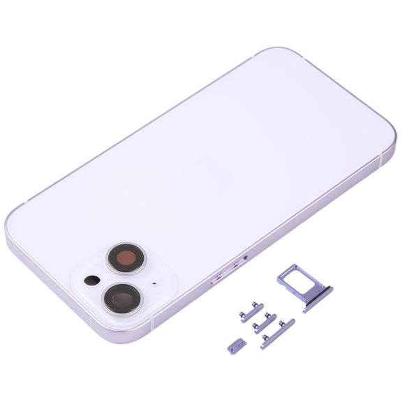 For iPhone 14 Battery Back Cover with Middle Frame / Side Keys(Purple)