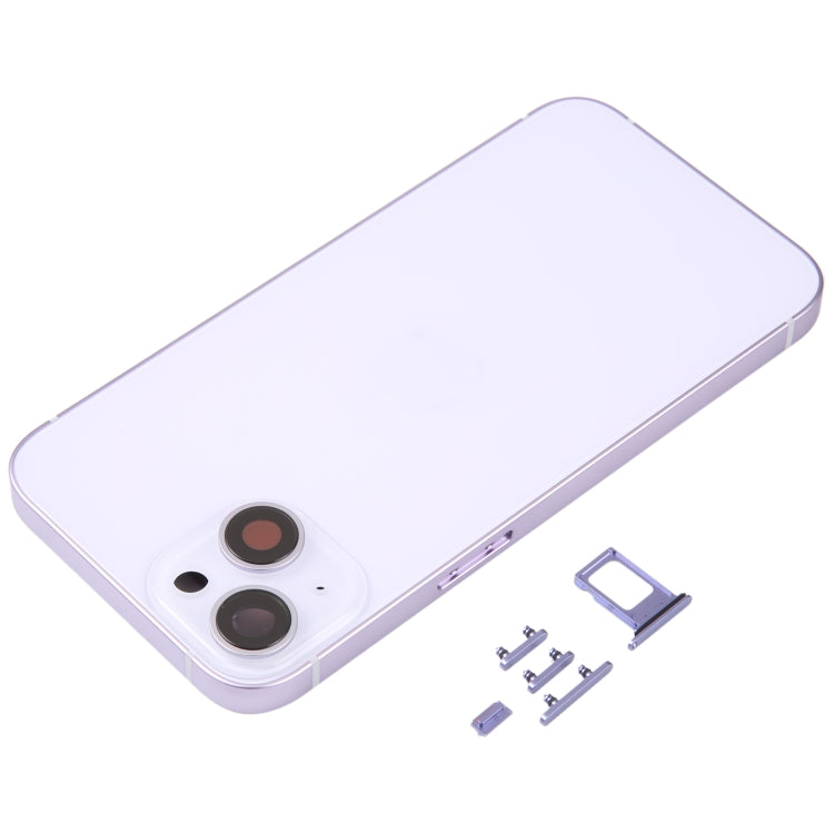 For iPhone 14 Battery Back Cover with Middle Frame / Side Keys(Purple)