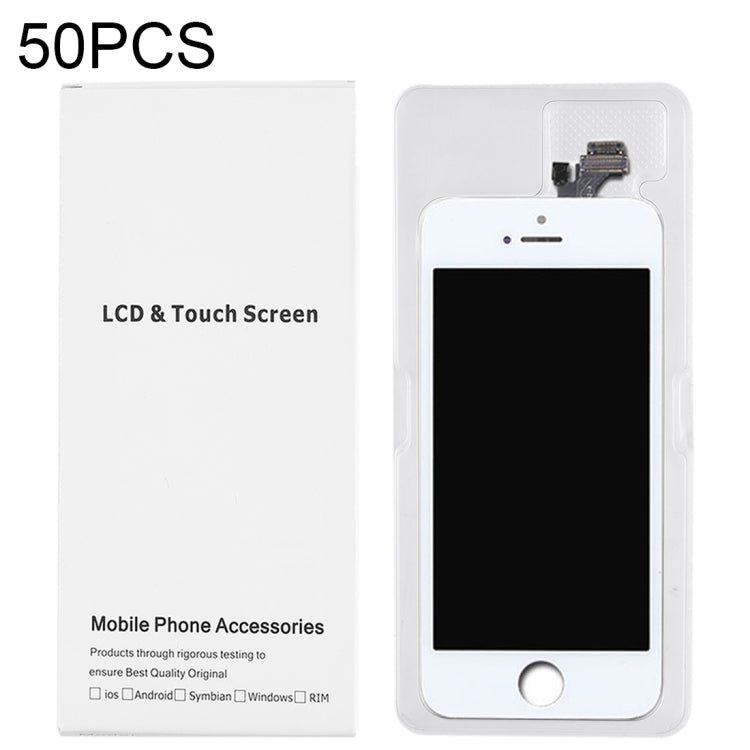 50 PCS Cardboard Packaging White Box for iPhone 5 LCD Screen and Digitizer Full Assembly - free shipping - PMC TechLife - Order now!