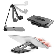 Universal Aluminum Alloy Foldable Adjustable Holder Stand, for iPad, Samsung, Lenovo, Sony, and other Tablet(Black)