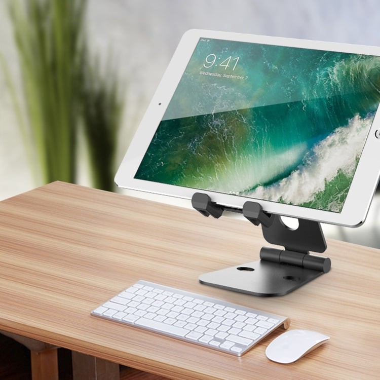 Universal Aluminum Alloy Foldable Adjustable Holder Stand, for iPad, Samsung, Lenovo, Sony, and other Tablet(Black)