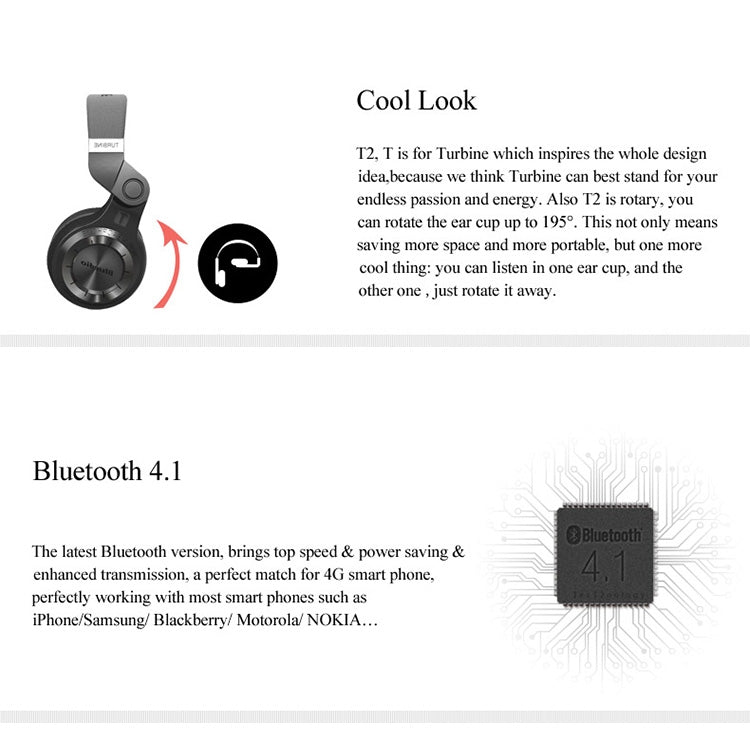 Bluedio T2+ Turbine Wireless Bluetooth 4.1 Stereo Headphones Headset with Mic & Micro SD Card Slot & FM Radio, For iPhone, Samsung, Huawei, Xiaomi, HTC and Other Smartphones, All Audio Devices(Black) - free shipping - PMC TechLife - Order now!