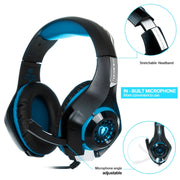 Beexcellent GM-1 Stereo Bass Gaming Wired Headphone with Microphone & LED Light, For PS4, Smartphone, Tablet, PC, Notebook(Blue)